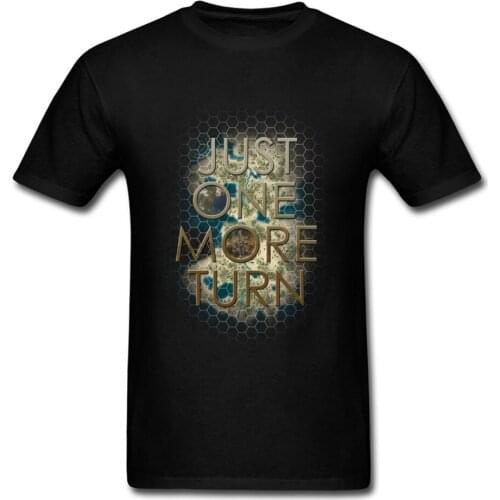 Vintage Punk Art Just One More Turn Letter Print Men Black T-shirt Metal Sense Geometric Pattern Tops Tees Funky T Shirt