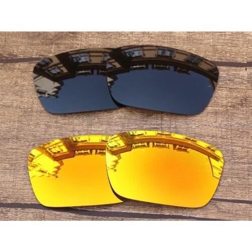 Vonxyz 2 Pairs Stealth Black & Ruby Mirror Polarized Replacement Lenses for-Oakley Fuel Cell Frame