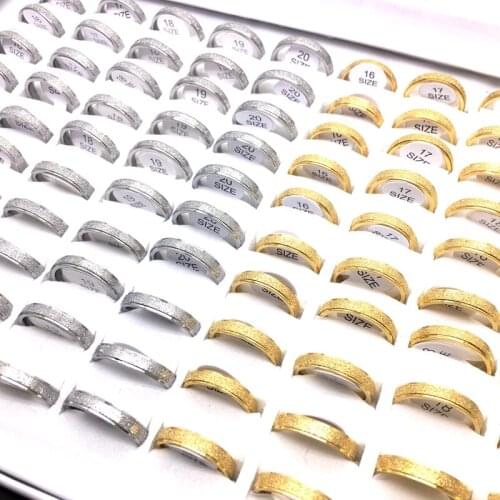 MixMax 50PCs/Lot Womens Rings 4MM Top Stainless Steel Band Fashion Jewelry Party Gifts Wholesale Lot