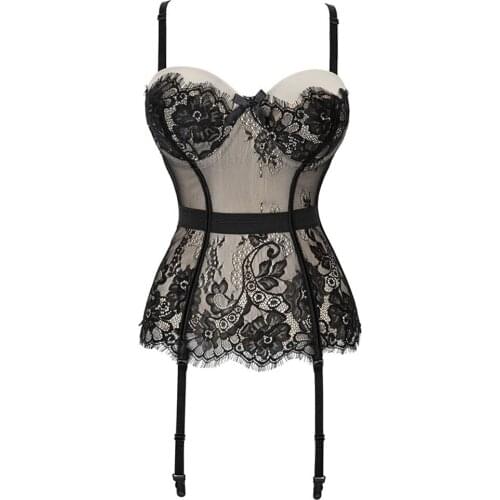 Sexy Womens Lace Waist Cincher Bustier Corsets Bra Gothic Bustiers Top Corsets and Bustier Waist Trainer Bra Cosplay Lingerie