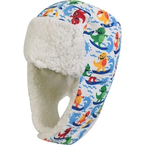 Winter Hat Boy Child Earflap Beanie Bomber Hat Fleece Dinosaur Warm Autumn Skiing Waterproof Outdoor Accessory Toddler Baby