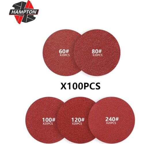100pcs Sanding Paper Set 5 Inch 60/80/100/120/240 Grit Round Sandpaper for Dremel Sander Machine Abrasive Tools Accessories