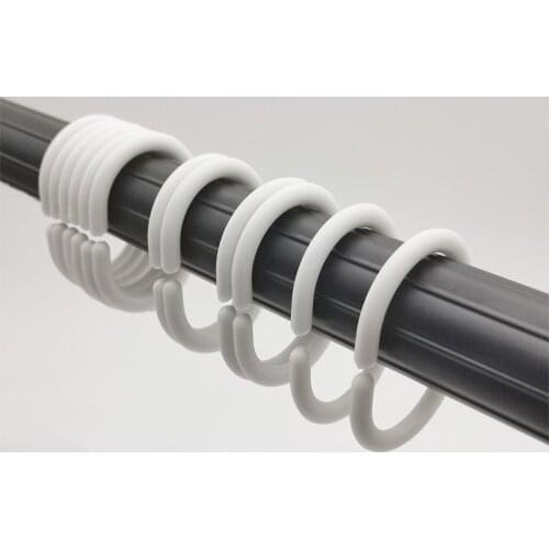 12pcs/lot Home Curtain plastic Hook up Shower curtain C shape Hooks ring Curtains rods Decor Hanging Ring Hardware Accessories