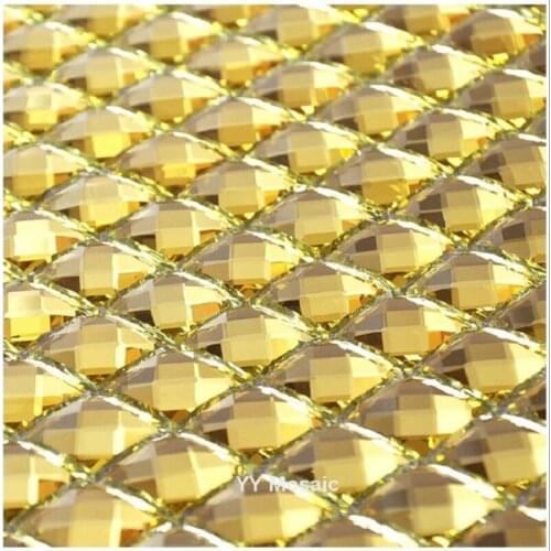 20mm 13 beveled edges Gold Diamond Mirror Glass Mosaic Tile Wall Sticker Showroom KTV Bar Display Cabinet Borders DIY Decorate