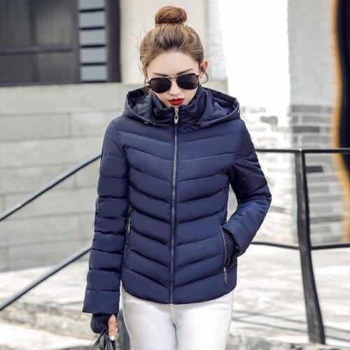2020 Winter Jacket women Thicken Outerwear solid hooded Coats Plus Size Womens Parkas Short Female Slim Cotton padded basic tops