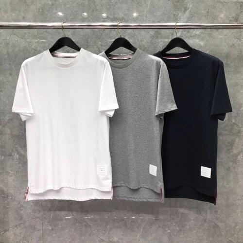 2021 Fashion TB THOM Brand T-shirt O-Neck Short-sleeved T-shirt Loose Men Cotton Solid Summer Casual Clothing