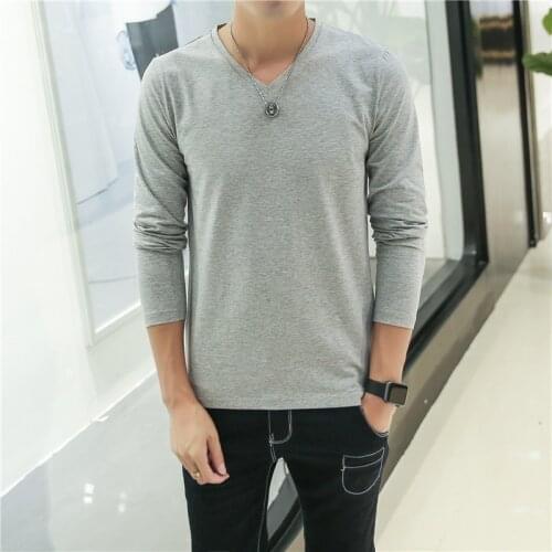 2021 MRMT mens t shirt pure color V neck long sleeved T-shirt For male blank Thin material tee shirt young men Free Shipping