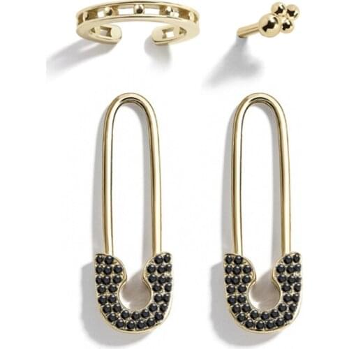 4Pcs/set Fashion Paper Clip Shaped Ear Studs Rings Metal Punk Earrings Eardrop Charming for Women Holiday Party Jewelry Gift