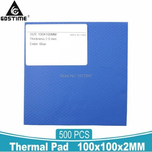 500 Pieces 2MM Thermal Pad GPU CPU IC Heatsink Cooling Compound Conductive Silicone Pads 100*100*2mm