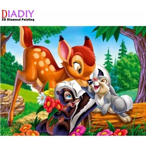5D Diamond Embroidery Diy Diamond Painting Cross Stitch Kits Mosaic Fawn Bambi Full Square round Diamond Painting Room Decor