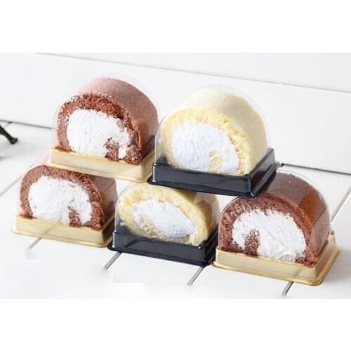 600pcs/lot Swiss Cake Roll clear Transparent Plastic Box 2 colors free shipping