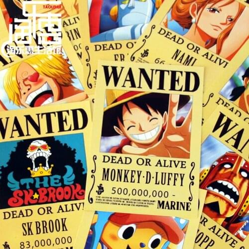 9*(21x14.5cm)NEW One Piece Wanted poster Anime around poster Wall Sticker