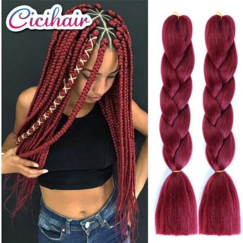 CICIHAIR Braiding Hair Extensions Jumbo Braids Synthetic Hair For Box Braids 24inch 100g Black Brown Blue Pink Bug Purple Color
