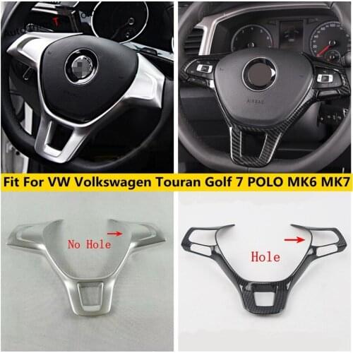 Car Steering Wheel Frame Decor Cover Trim For VW Volkswagen Touran Golf 7 POLO MK6 MK7 Carbon Fiber ABS Interior Accessories