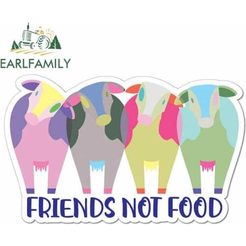 EARLFAMILY 13cm x 8.1cm For Friends Not Food Vegan Vegetarian Car Stickers And Decals Cartoon Sunscreen DIY Occlusion Scratch