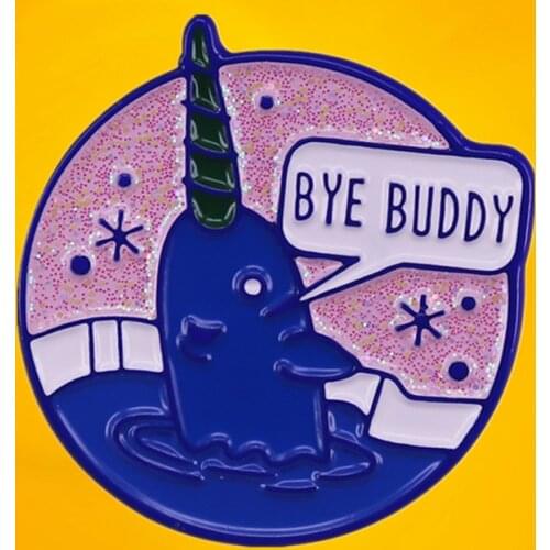 Buddy The Elf Christmas Narwhal Hope you find your dad Jon Favreau Will Ferrell Movie enamel pin Jacket Geek brooch jewelry