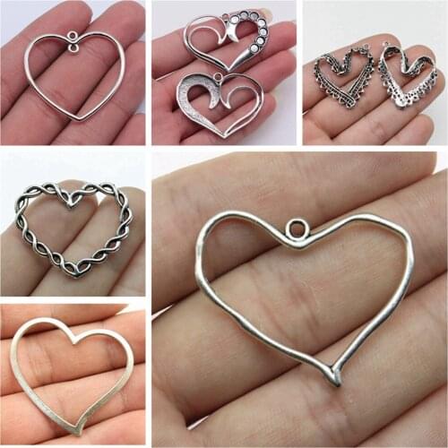 Jewelry findings components Hollow Big Peach Heart Charms for bracelets charm pendant