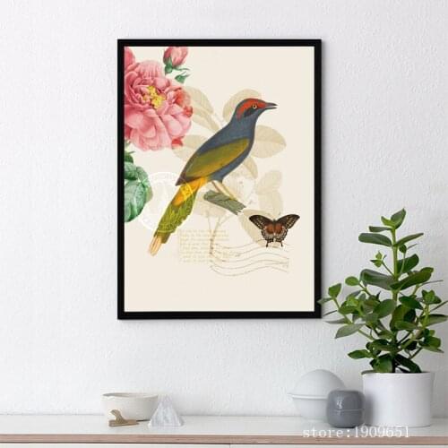 Cotton no frame modern cartoon stamps birds canvas printings oil painting printed on cotton home wall art decoration pictures