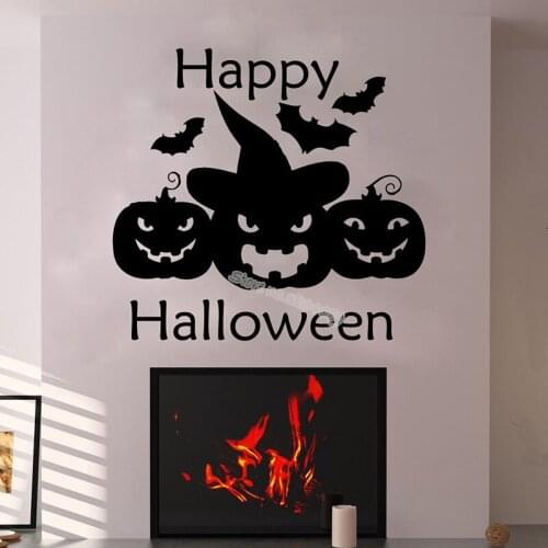 Happy Halloween theme Wall Sticker Pumpkin Spooky Ghost bat Design Home Decor For Living Room Nursery Holidays Art Murals EA222