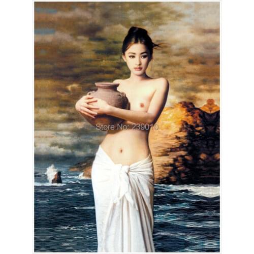 Impressionist figure nude art canvas printings oil painting Oriental women printed on canvas wall art dectoration picture