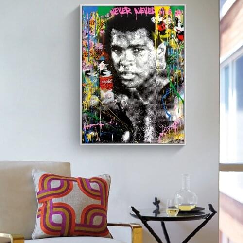 Famous Boxer Muhammad Graffiti Art Paintings On the Wall Art Posters And Prints Ali Street Art Canvas Pictures For Living Room