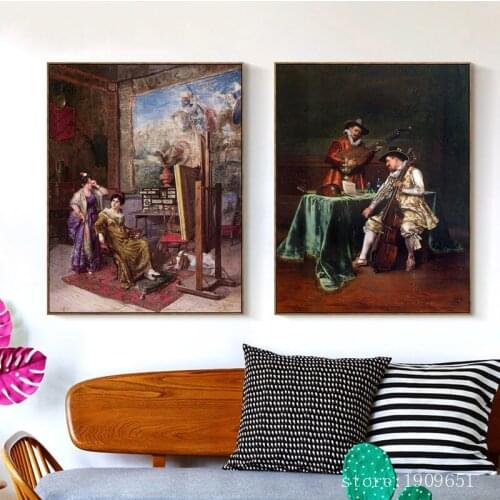 No frame classical court figures people palace canvas printings oil painting printed on cotton home wall art decoration picture