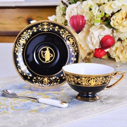 Ceramics Coffee Set Cup & Saucers With Spoon Handle Water Milk Tea Mugs Drinking Utensils Wedding Gift Gift Box Packaging 180ML