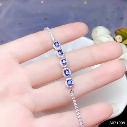 KJJEAXCMY boutique jewelry 925 sterling silver inlaid Natural sapphire fine female Bracelet support detection fashion