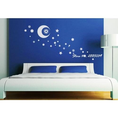A beautiful Star Scape Sticker Vinyl Wall Sticker Kids Rooms DIY Self-Adhesive Bedroom Wall Decal Home Decor Art Mural LA272