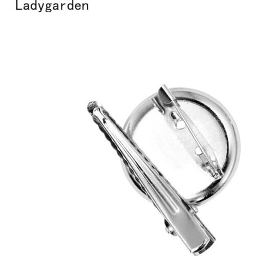 50PCS 20/25/30/35mm Round Pin Settings Buckles Clip Pin Brooches Findings Silver Color Cabochon Settings DIY Jewelry Finding