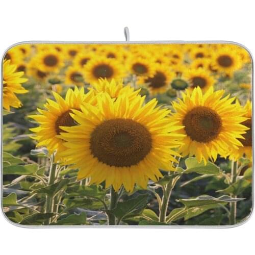 Sunflower Print Kitchen Drying Dish Mat Microfiber Water Absorbent Anti-slip Placemat Heat Resistant Mat Tableware Pad Dish Mat