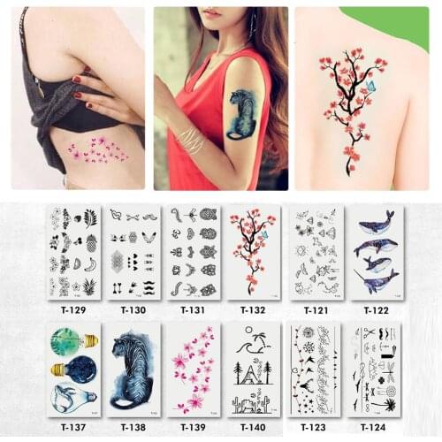 Plum Flower Whale Bulb Temporary Body Art Fake Tattoo Sticker Decal Waterproof Plum flower whale bulb other fashionable pattern
