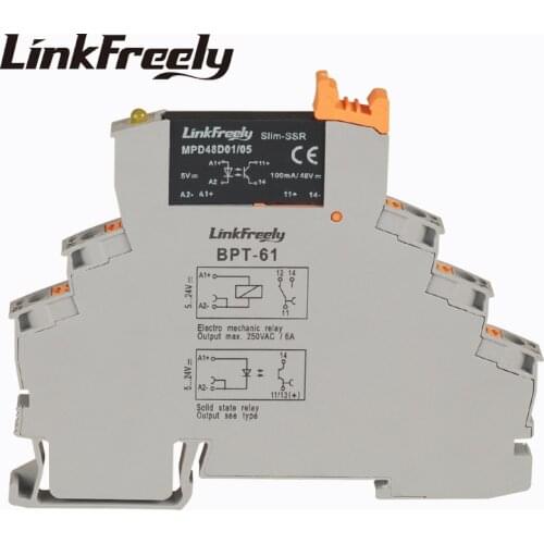 MPD48D01/05BPT Plug-in Spring Electric Voltage Relay Module & Board 5V DC In 48VDC 1A Out DC DC SSR Solid State Relay Din Rai
