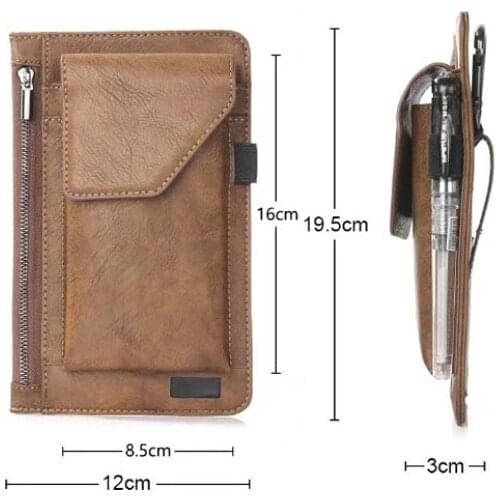 Hook Loop Man Belt Clip Zipper Card Pouch Dual Mobile Phone Leather Case For Xiaomi Mi Note Pro/Mi 5 Plus/Mi 5s Plus/Mi Mix 2