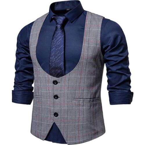 Men Vest New Arrival Mens Suit Vest Man Casual Vest Formal Mens Business Vest Lattice Mens vest coat meeting Dress Vests