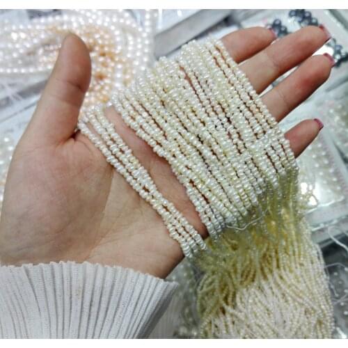 Top Real Natural Freshwater Pearl 2X4mm Natural White Pearl highlight pearl 37cm Strand Loose Beads women Jewelry