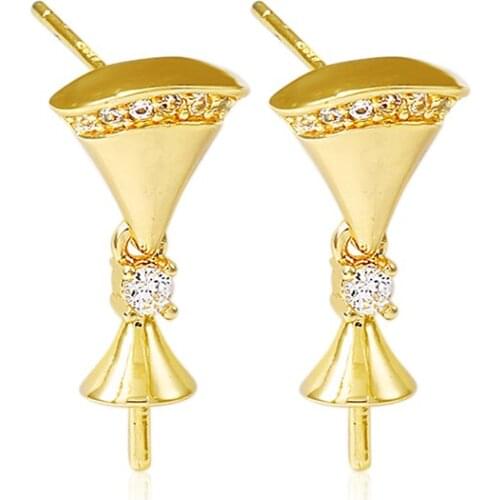 Factory Wholesale Gold Color Brass Stud Earrings With S925 SLIVER PIN Earring Jewelry Making Supplies Diy Accessories