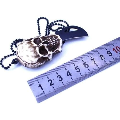 Creative skull knife folding mini stainless steel fruit peeling knife outdoor survival tactics pocket knife EDC portable pendant