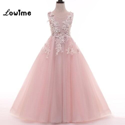 Pink Flower Girl Dresses for Wedding Party vestido daminha Children Birthday Dress Pageant Girl Dresses 2020