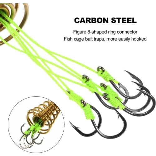 4pcs High Carbon Fishing Hooks Carp Spherical Feeder Bomb Proof Hanging Explosion Hook Tool Spring Anti-winding Explosion Hook
