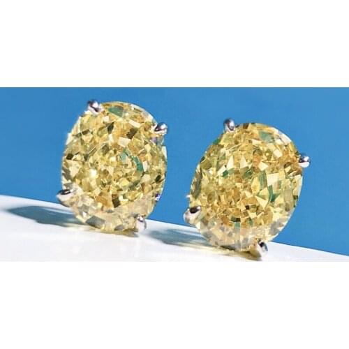 925 Sterling Silver 8*10 MM Oval Cut Created Pink Moissanite Citrine Engagement Simple Stud Earrings Fine Jewelry Christmas Gift