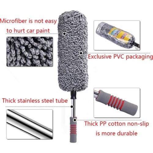 X7AE Microfiber Car Duster Auto Vehicle Retractable Dirt Dust Clean Care Brushes Adjustable Long Home Office Sweep Remov