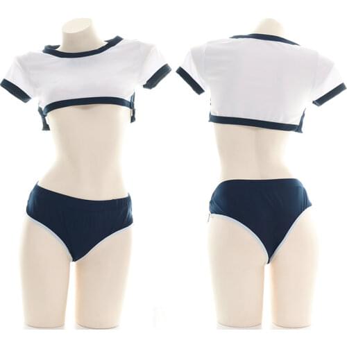 Kawaii Cute School Girl Costume Sexy Lingerie Cosplay Anime Women Ultrashort Top Panties Cow Outfit Schoolgirl Student Uniform