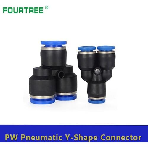 Pipe Fittings Plastic Pneumatic Connector Quick Push For Air Connecting PY PW Connection 4 /6/8/10/12/16mm Y-Shape