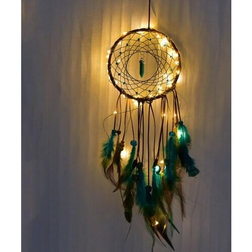 Unique Dream catcher lighting hanging decoration for girls DIY handmade Sweet Dream catcher for wedding Home decoration Green