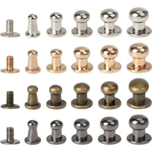 20Sets Metal Alloy Knob Screw Rivets Studs DIY Crafts Leather Belt Watchband Round Monk Head Rivets Spikes Decor Nail Buckles