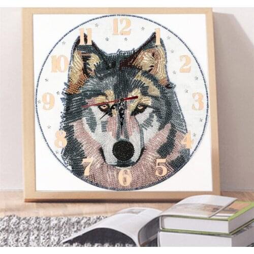 Wolf Cat 5D Special Shape Diamond Real Watch Clock Diamond Painting