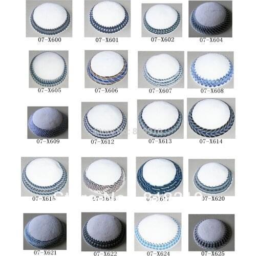 HIGH QUALITY DMC HANDMADE KNITTED YARMULKE KIPPAH WHITE TOP PRICE PER PIECE