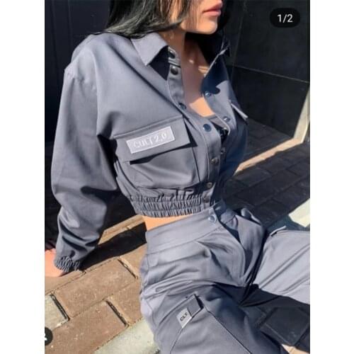 2021 Autumn Womens Button Track Jacket Racer Female Clothing Short Coat Streetwear Bomber Kpop Top Letters With Pockets Orange