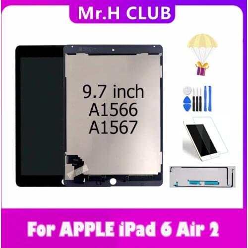 9.7" For Apple iPad 6 Air 2 LCD Display&Touch Screen Sensor Digitizer Panel Assembly Replacement LCD For iPad 6 A1567 A1566